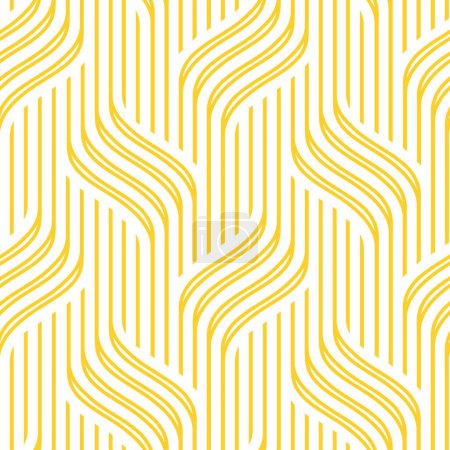Illustration for Abstract wavy yellow pattern on a white background. Seamless geometric vector texture - Royalty Free Image