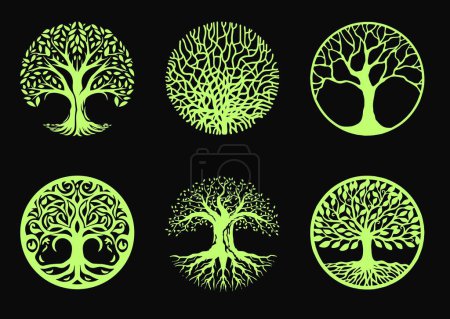 The symbol of the tree of life in a circle on a dark background