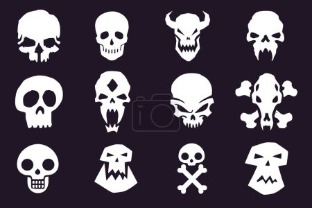 Illustration for A set of various monster skulls. Skulls for prints - Royalty Free Image