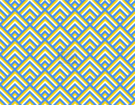 Illustration for Geometric seamless pattern with triangles for packaging. Yellow blue seamless pattern on a white background - Royalty Free Image