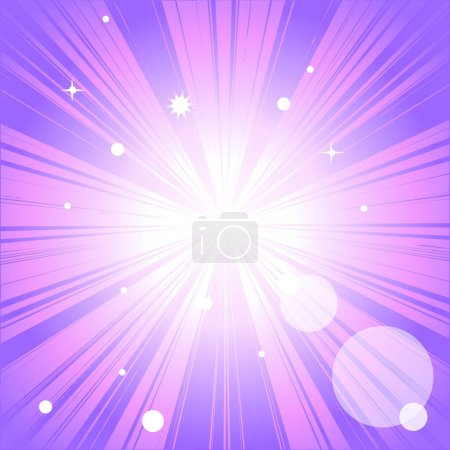 A bright light source glows and emits rays. Abstract purple bright background