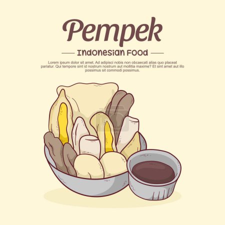 Foto de Ilustración pempek palembang dibujado a mano - Imagen libre de derechos