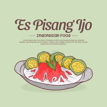 Téléchargez les illustrations : Dessinés à la main es pisang ijo illustration. Alimentation indonésienne - en licence libre de droit