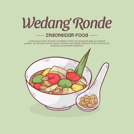 Foto de Ilustración dibujada a mano de Wedang Ronde. Bebida de jengibre. Alimentos indonesios - Imagen libre de derechos