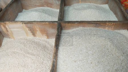 Rice with various prices and quality sold in a traditional market