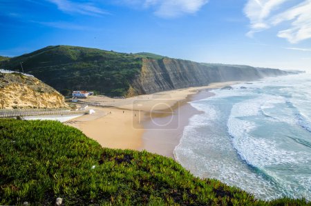 Photo for Magoito Beach on Atlantic ocean, beautiful sandy beach on Sintra coast, Lisbon district, Portugal, part of Sintra-Cascais Natural Park with natural points of interest - Royalty Free Image