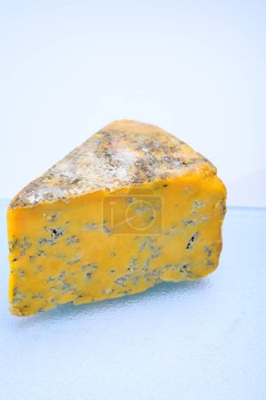 Photo for Cheese collection, piece of English old shropshire blue cheese close up - Royalty Free Image