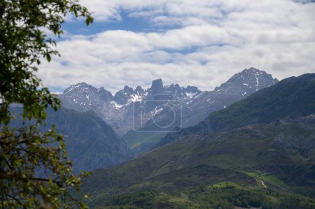 Photo for View on Naranjo de Bulnes or Picu Urriellu,  limestone peak dating from Paleozoic Era, located in Macizo Central region of Picos de Europa, mountain range in Asturias, North Spain - Royalty Free Image