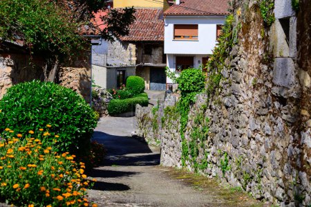 Foto de Casas antiguas en remoto pueblo de montaña Asiego, Picos de Europa, Asturias, Norte de España. - Imagen libre de derechos