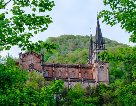 Photo for View on Basilica de Santa Maria la Real de Covadonga, Asturias, North of Spain, summer - Royalty Free Image