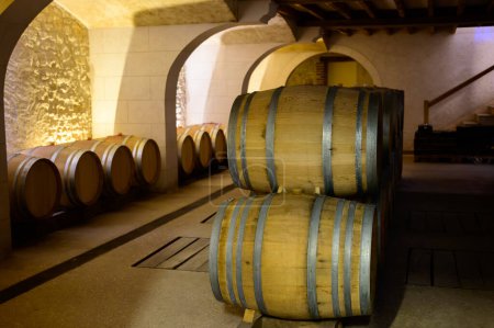 Téléchargez les photos : Visite des caves du domaine dans l'appellation Pouilly-Fume, vin blanc des vignobles de Pouilly-Fume près de Pouilly-sur-Loire, Bourgogne, France. - en image libre de droit