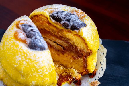 Polenta e Osei di Bergamo Alta, most renowned sweet specialty of Bergamo cuisine, made from sponge cake, chocolate, butter, hazelnut creams and rum