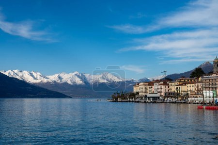 Tourist destination small medieval village of Bellagio with hilly narrow streets and luxurious villas, holiday destination on Lake Como, Italy in spring