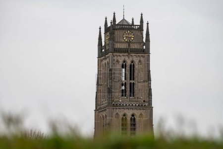 View on old church tower in Zaltbommel medieval town, Gelderland, Netherlands, tourist destination