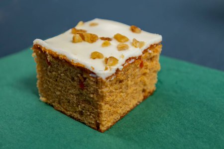 Vegan carrots gluten-free cake with walnotes in pieces