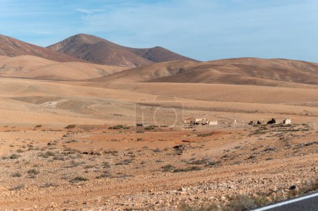 Driving car to north of Fuerteventura, Canary islands, Spain in winter