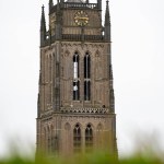 View on old church tower in Zaltbommel medieval town, Gelderland, Netherlands, tourist destination