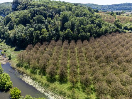 Aerial view on Dordogne river near  
