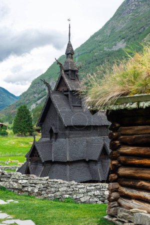 Photo for View of Borgund Wooden Church from the barn, Norway - Royalty Free Image