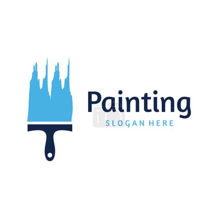 Illustration for Abstract logo creative design of paintbrush and house paint.With brush sign and modern brush strokes in colorful colors.Logo for business,paint company and paint shop. - Royalty Free Image
