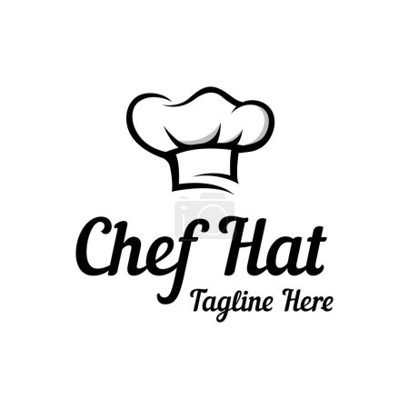 Ilustración de Professional chef or kitchen chef hat logo template.Logo for business,home cook and restaurant chef. - Imagen libre de derechos