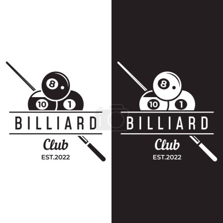 Illustration for Billiard and cue stick creative logo template. Logo of billiard sport game, club, tournament and championship. - Royalty Free Image