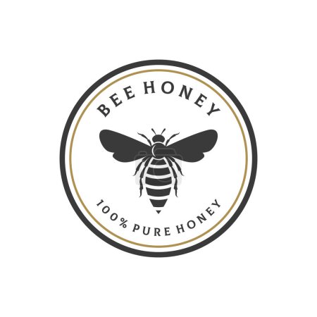 Foto de Diseño del logotipo de la granja de abejas ecológicas.Logo para negocios, tienda de miel, hierbas, etiqueta. - Imagen libre de derechos