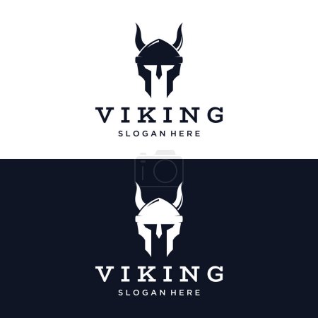 Foto de Logo casco guerrero vikingo con casco de cuernos simples. - Imagen libre de derechos