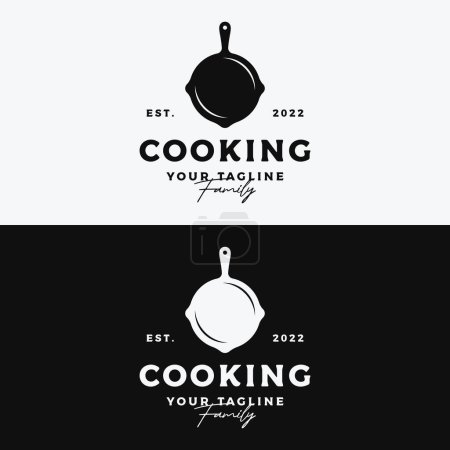 Foto de Logotipo para una olla de cocina vintage retro rústico o sartén. Logo para un restaurante. - Imagen libre de derechos