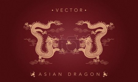 Ilustración de Tótem de dragón asiático Patrón de dragón tradicional chino - Imagen libre de derechos
