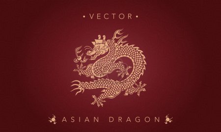 Ilustración de Tótem de dragón asiático Patrón de dragón tradicional chino - Imagen libre de derechos