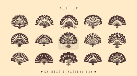 Illustration for Traditional Chinese classical fan set - Royalty Free Image