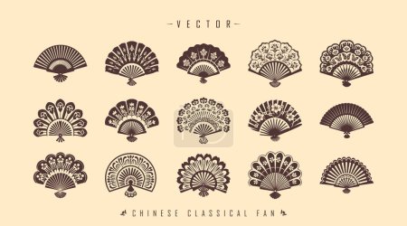 Ilustración de Tradicional chino clásico abanico conjunto - Imagen libre de derechos