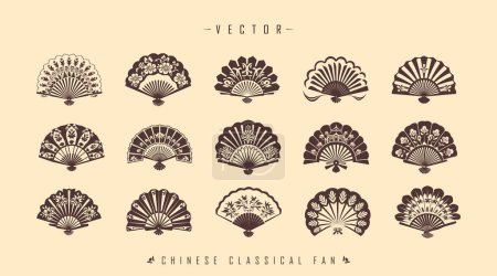 Illustration for Traditional Chinese classical fan set - Royalty Free Image