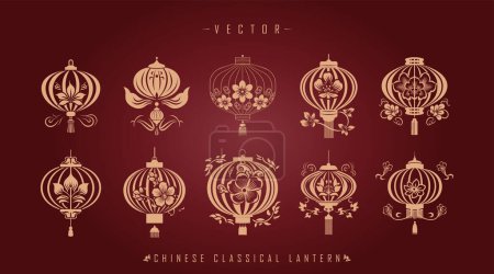 Ilustración de Kit de linterna tradicional china - Imagen libre de derechos