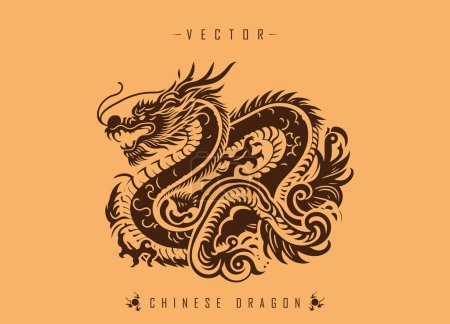 Illustration for The Ancient Art of Dragon Illustration in Oriental Decorative Style - Royalty Free Image