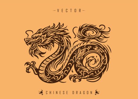 Illustration for The Ancient Art of Dragon Illustration in Oriental Decorative Style - Royalty Free Image