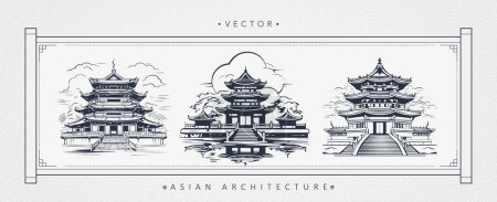 Ilustración de Chinese ancient architecture tower art - Imagen libre de derechos