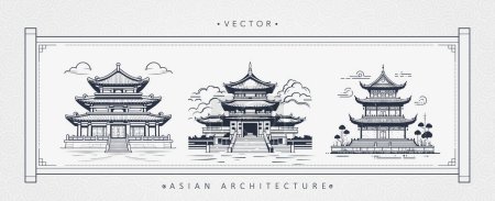 Illustration for Chinese ancient architecture tower art - Royalty Free Image