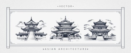 Ilustración de Chinese ancient architecture tower art - Imagen libre de derechos