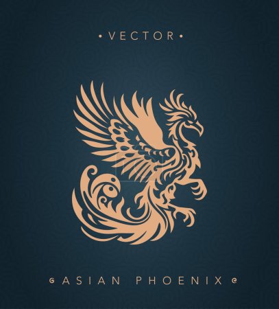 Illustration for Asian traditional phoenix pattern ancient Chinese phoenix - Royalty Free Image