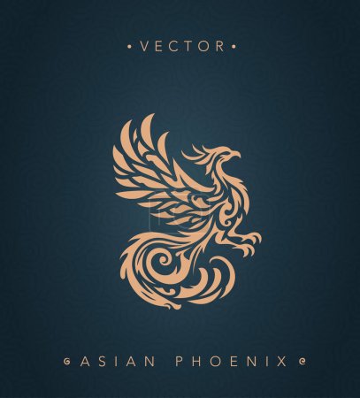 Illustration for Asian traditional phoenix pattern ancient Chinese phoenix - Royalty Free Image