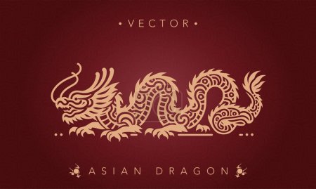 Téléchargez les illustrations : Modèle de dragon traditionnel asiatique dragon chinois antique - en licence libre de droit