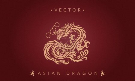 Illustration for Asian traditional dragon pattern ancient Chinese dragon - Royalty Free Image