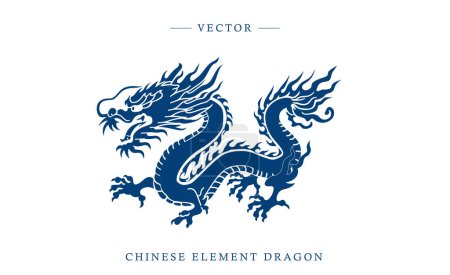 Illustration for Blue and white porcelain Chinese dragon pattern - Royalty Free Image
