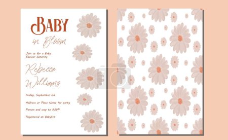 Photo for Daisy Baby in Bloom Floral Wildflower Baby Shower Invitation card template. vector illustration - Royalty Free Image