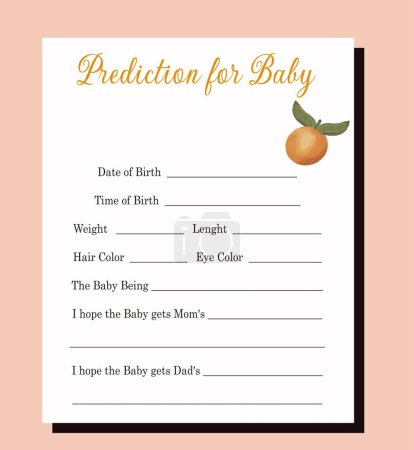 Photo for Little Cutie Citrus Baby shower prediction game card. ready to print - Royalty Free Image