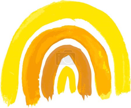 Illustration for Watercolor Boho Yellow Rainbow Vector. watercolor orange background with yellow and orange strokes - Royalty Free Image