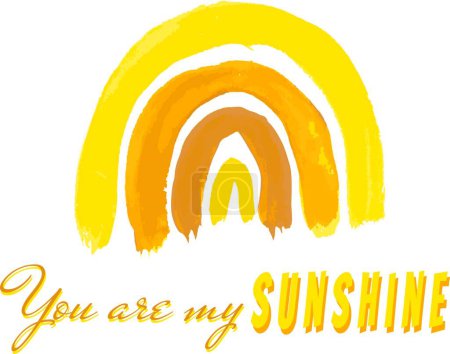 Illustration for Watercolor Boho Yellow Rainbow you are my Sunshine. vector illustration of a background with a watercolor of a happy sun. You are my sunshine - Royalty Free Image