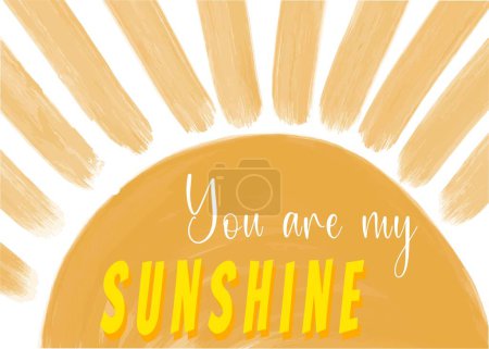 Illustration for Watercolor Boho Yellow Sun you are my Sunshine/Watercolor Boho Yellow Sun you are my Sunshine. vector illustration of a background with a watercolor of a happy sun. - Royalty Free Image